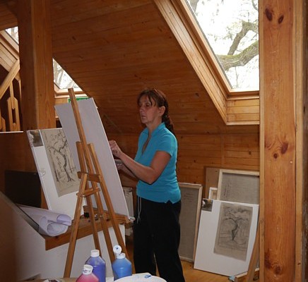 Christine Moritz an der Staffelei